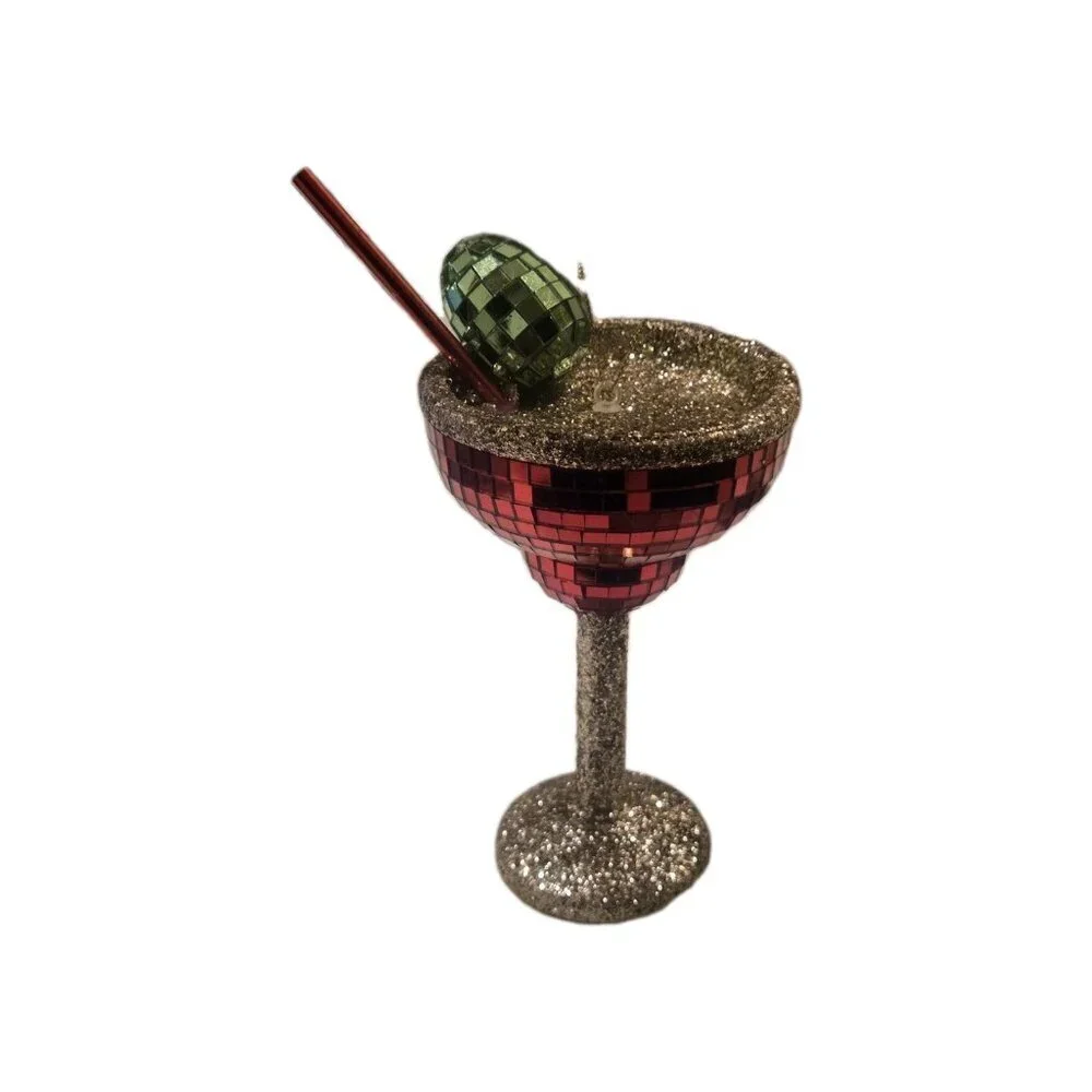 New Large Disco Glitter Dirty Martini Cocktail Hoilday Christmas Tree Ornament